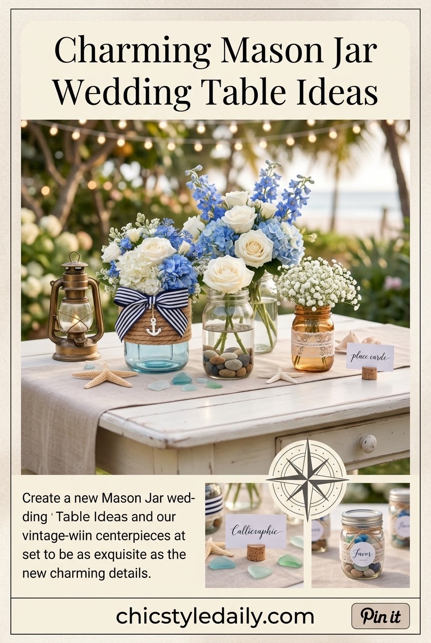 Charming Mason Jar Wedding Table Ideas