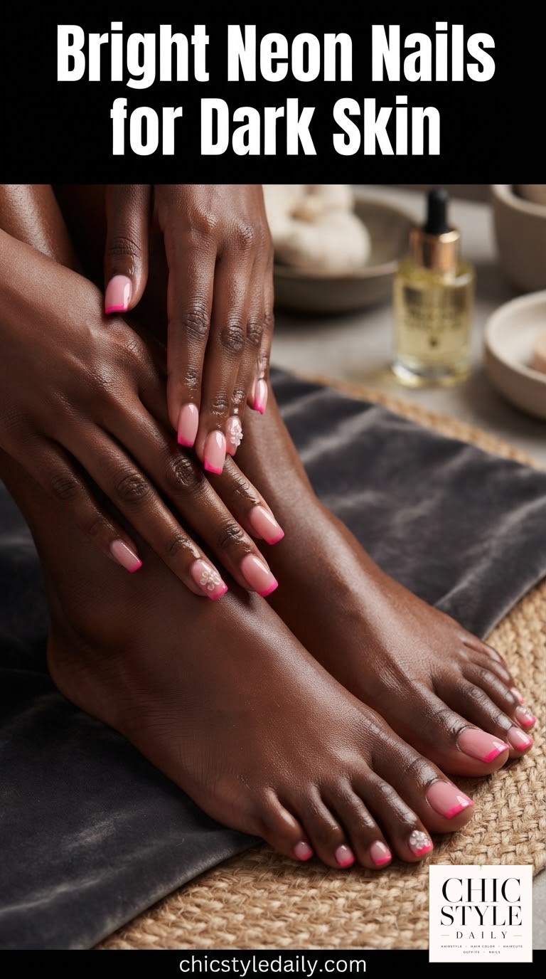 Bright Neon Nails for Dark Skin