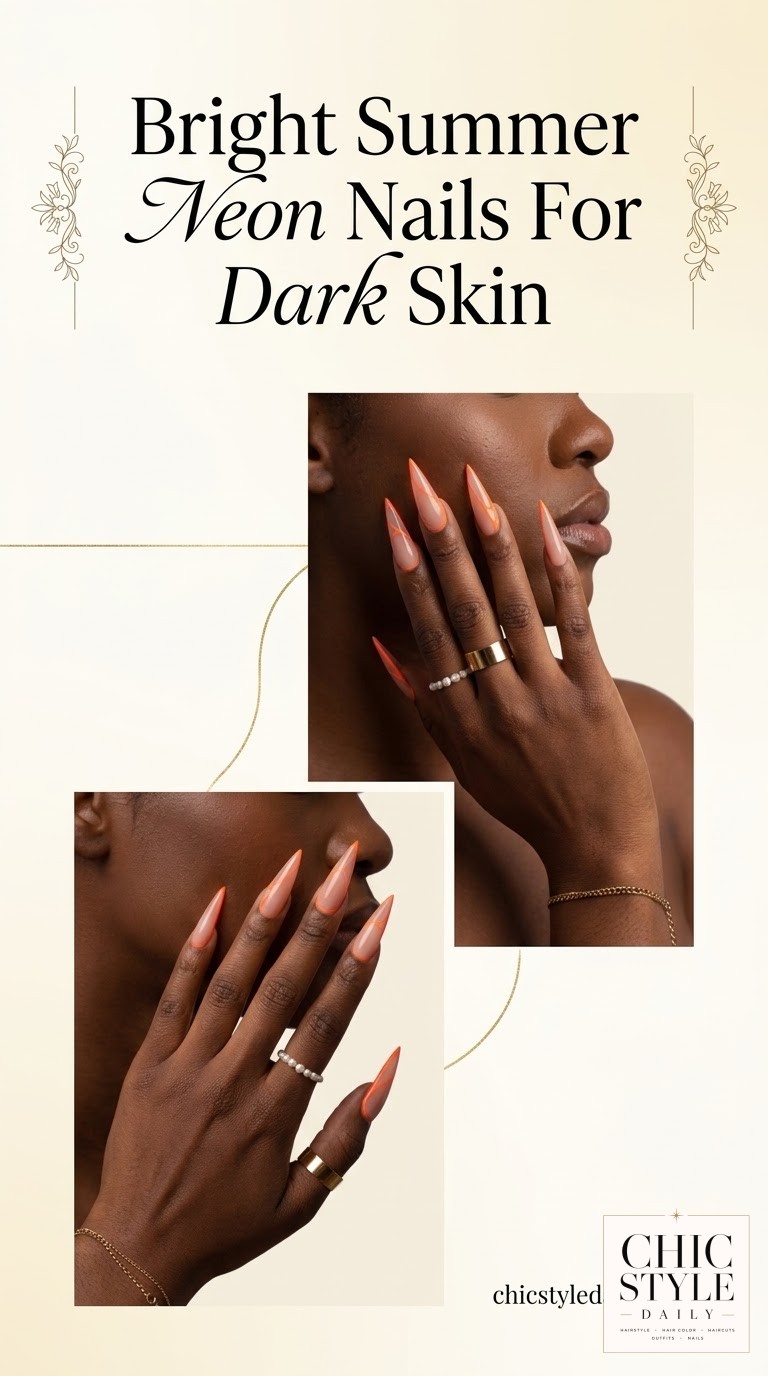 Bright Summer Neon Nails For Dark Skin