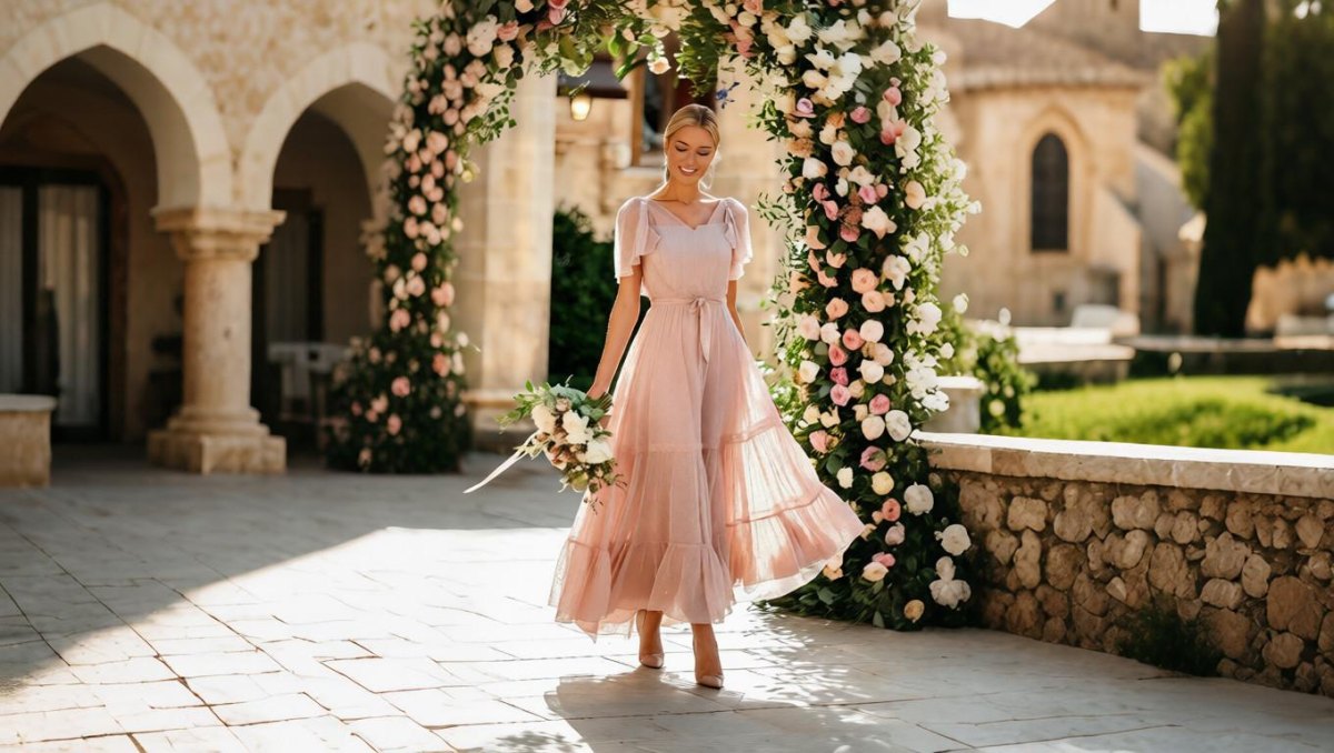Pastel maxi dress summer wedding guest