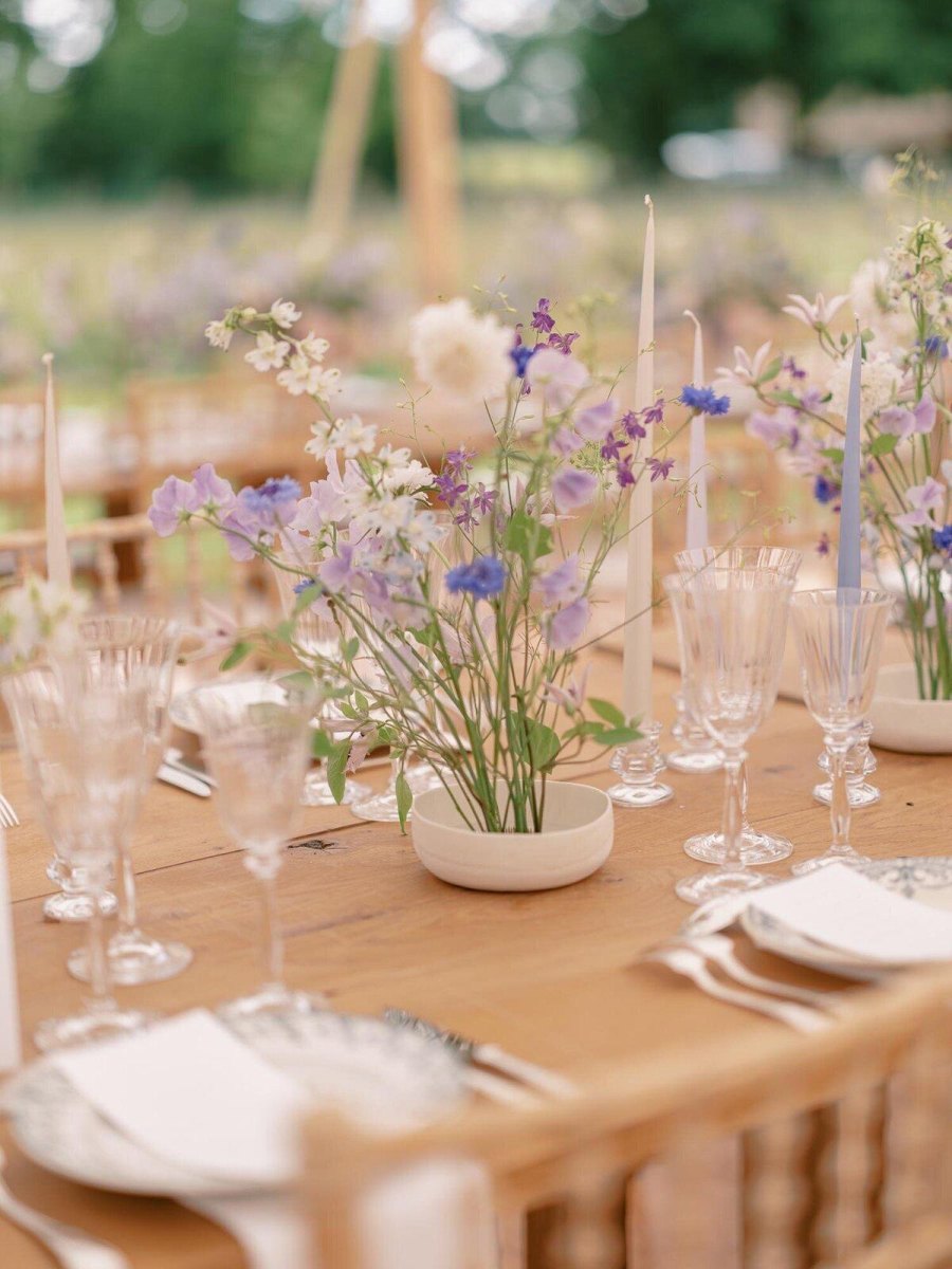 Pastel wildflower wedding centerpiece