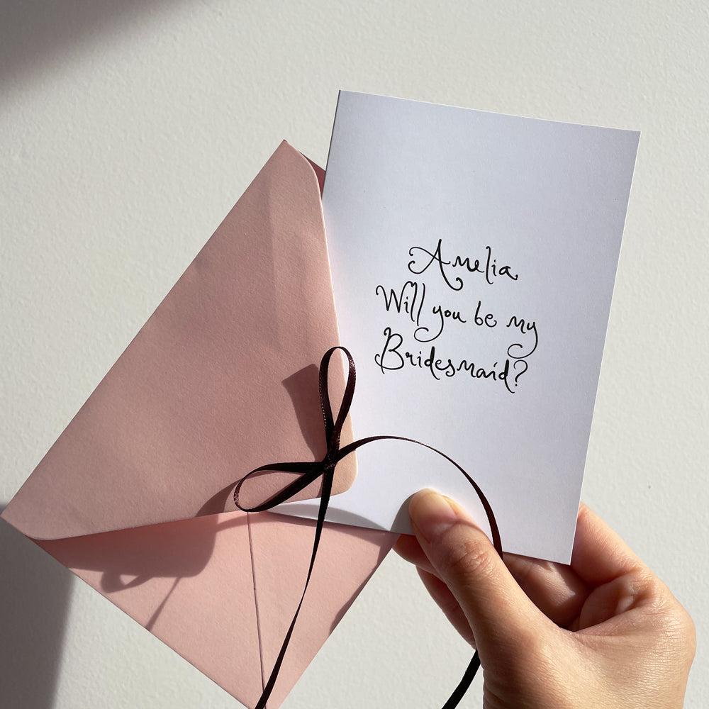 Personalized bridesmaid proposal card message