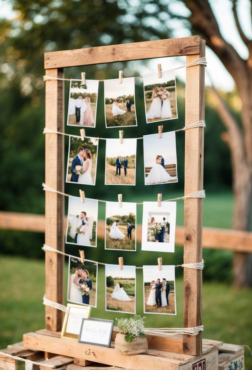 DIY wedding photo display board