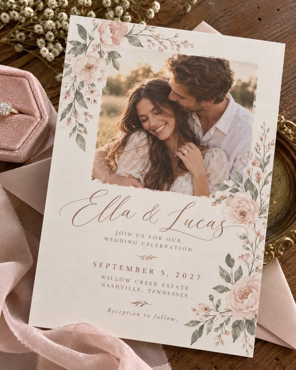 Personalized photo wedding invitation