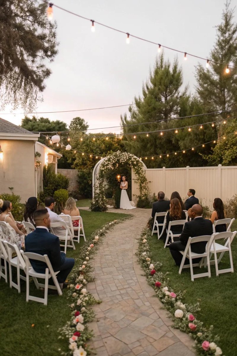 Small garden wedding celebration at home