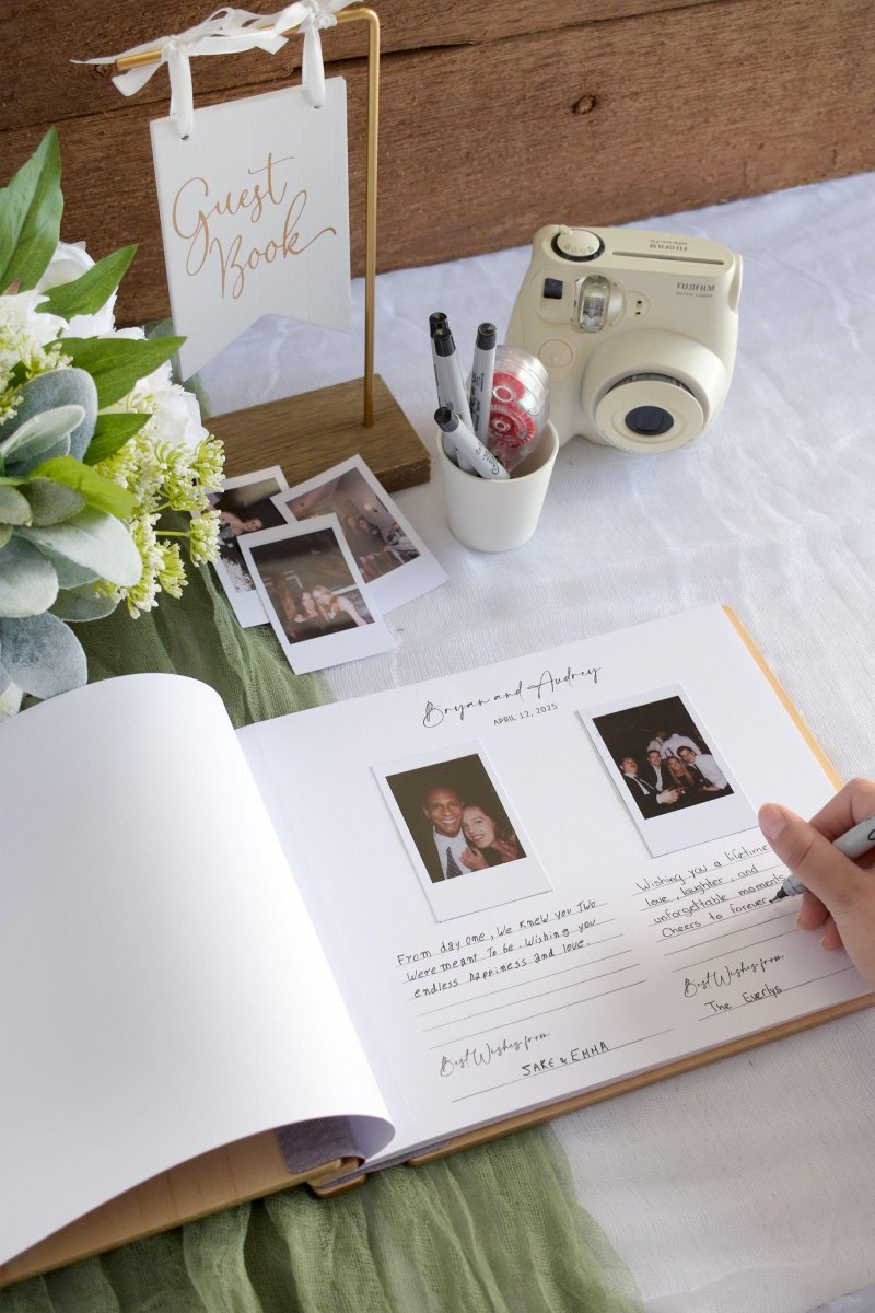 Polaroid wedding guest book with instant photos