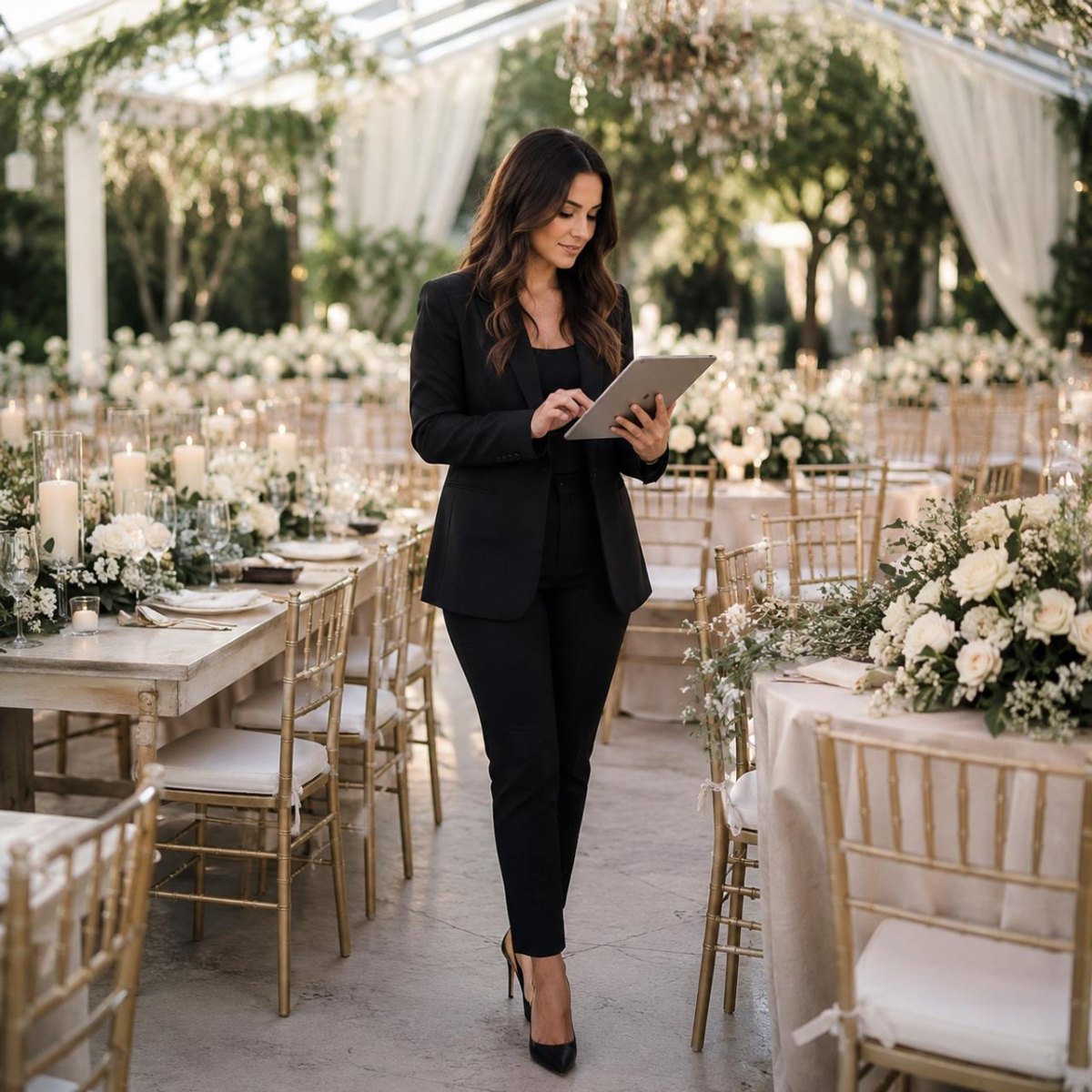 Wedding coordinator helping reception
