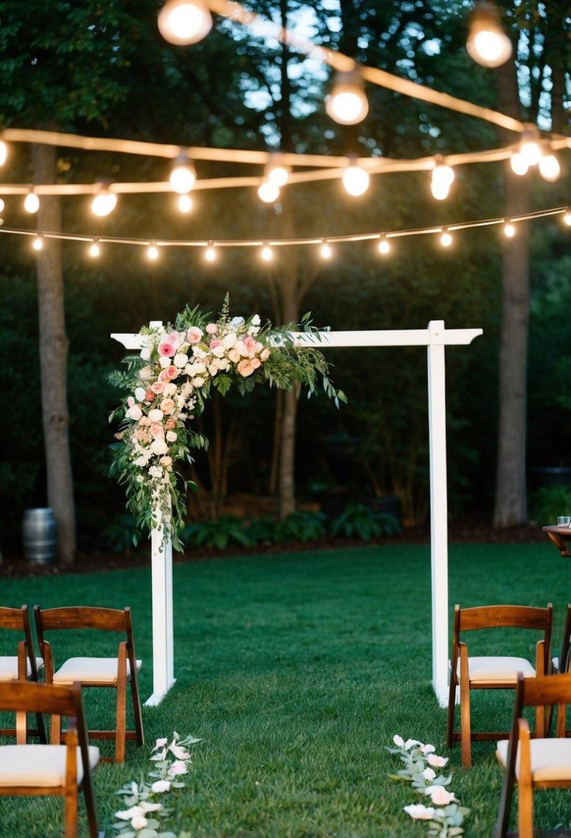 Backyard wedding couple photo spot