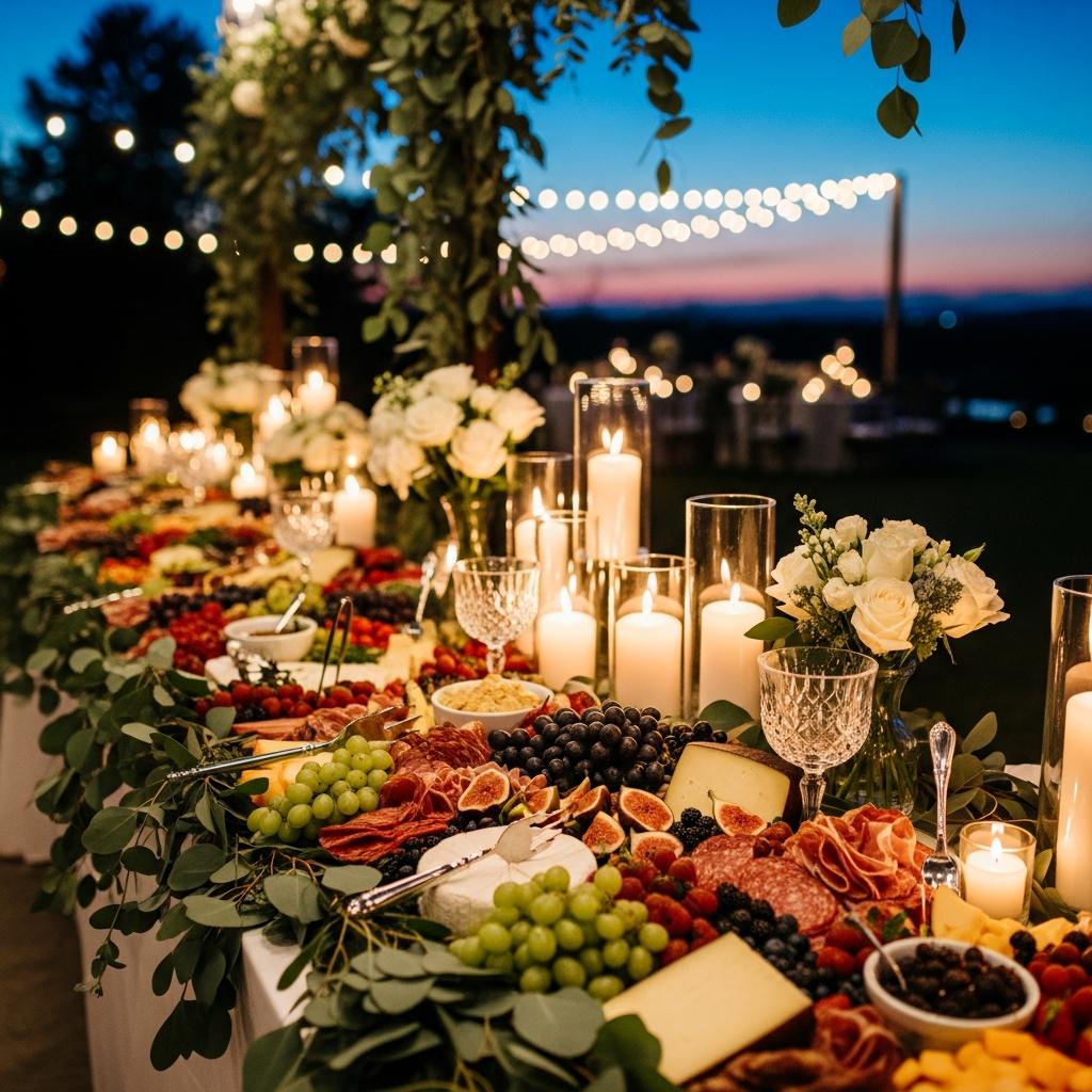Romantic wedding grazing table