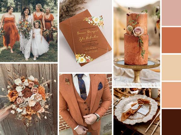 Rust orange camel fall wedding colors