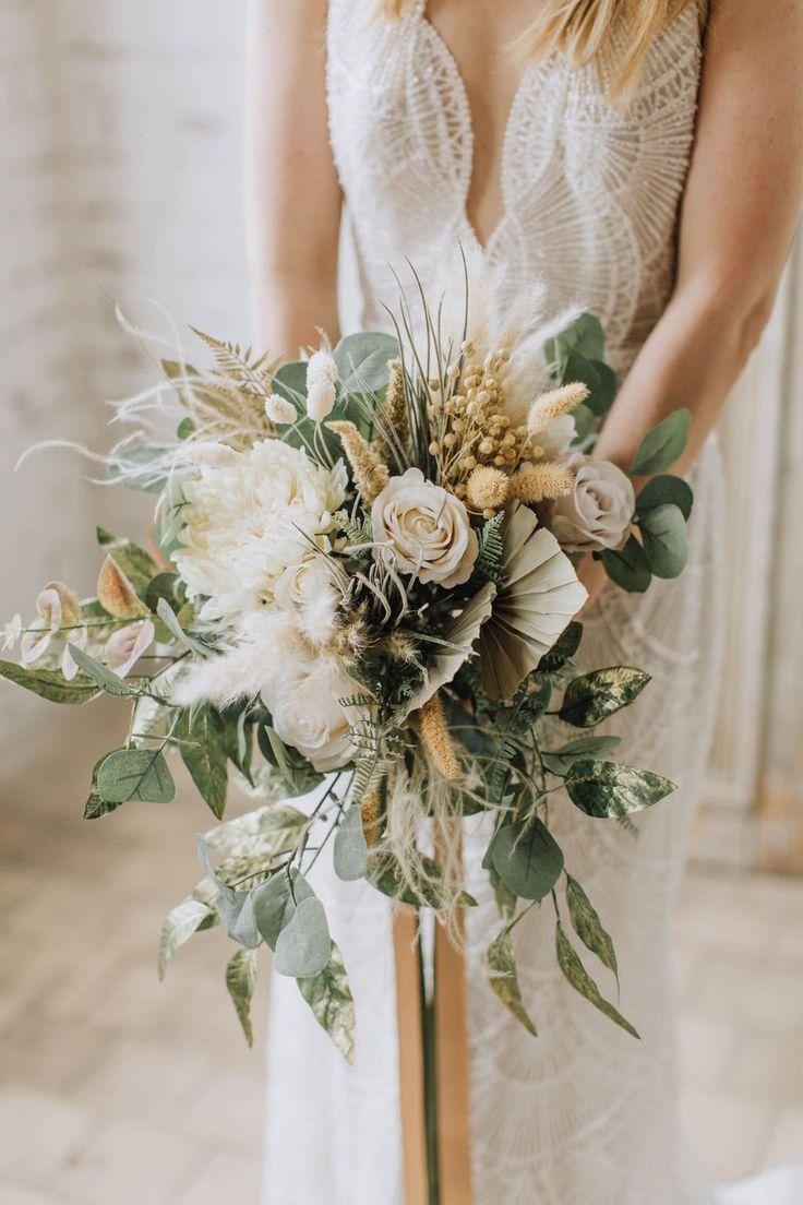 Sage green boho bridal bouquet