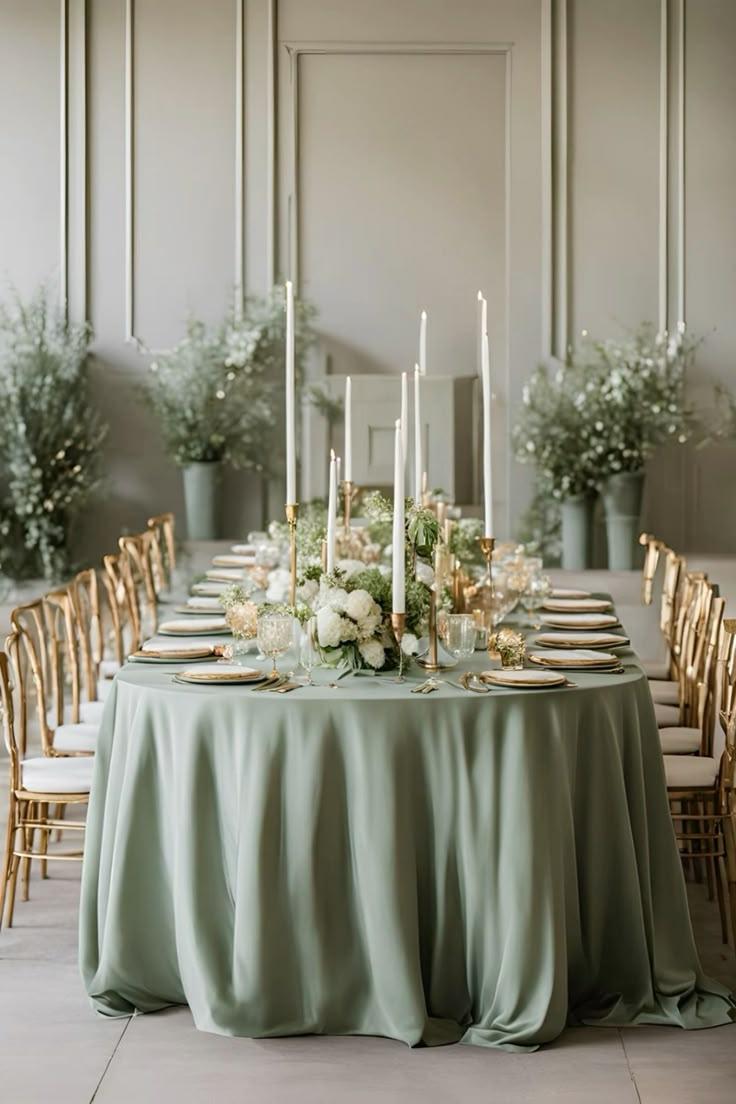Modern luxury sage green wedding table