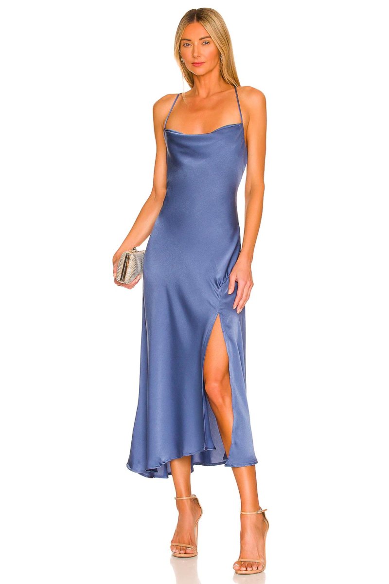 Satin slip wedding guest dress
