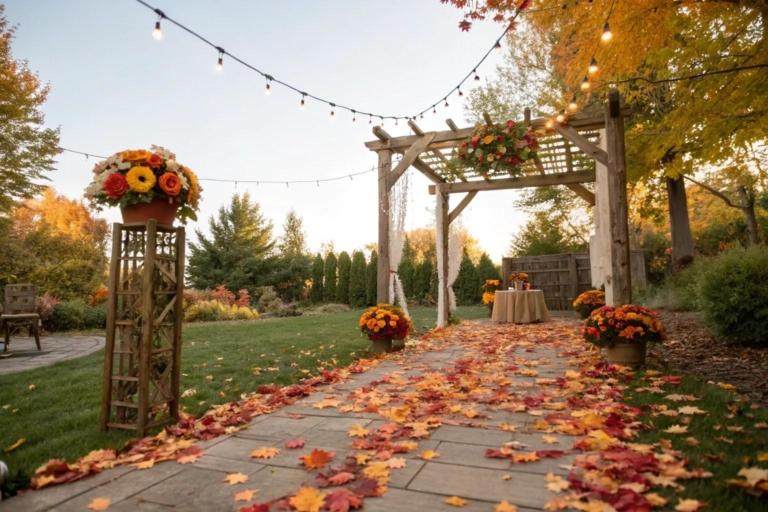 Seasonal backyard wedding decorations
