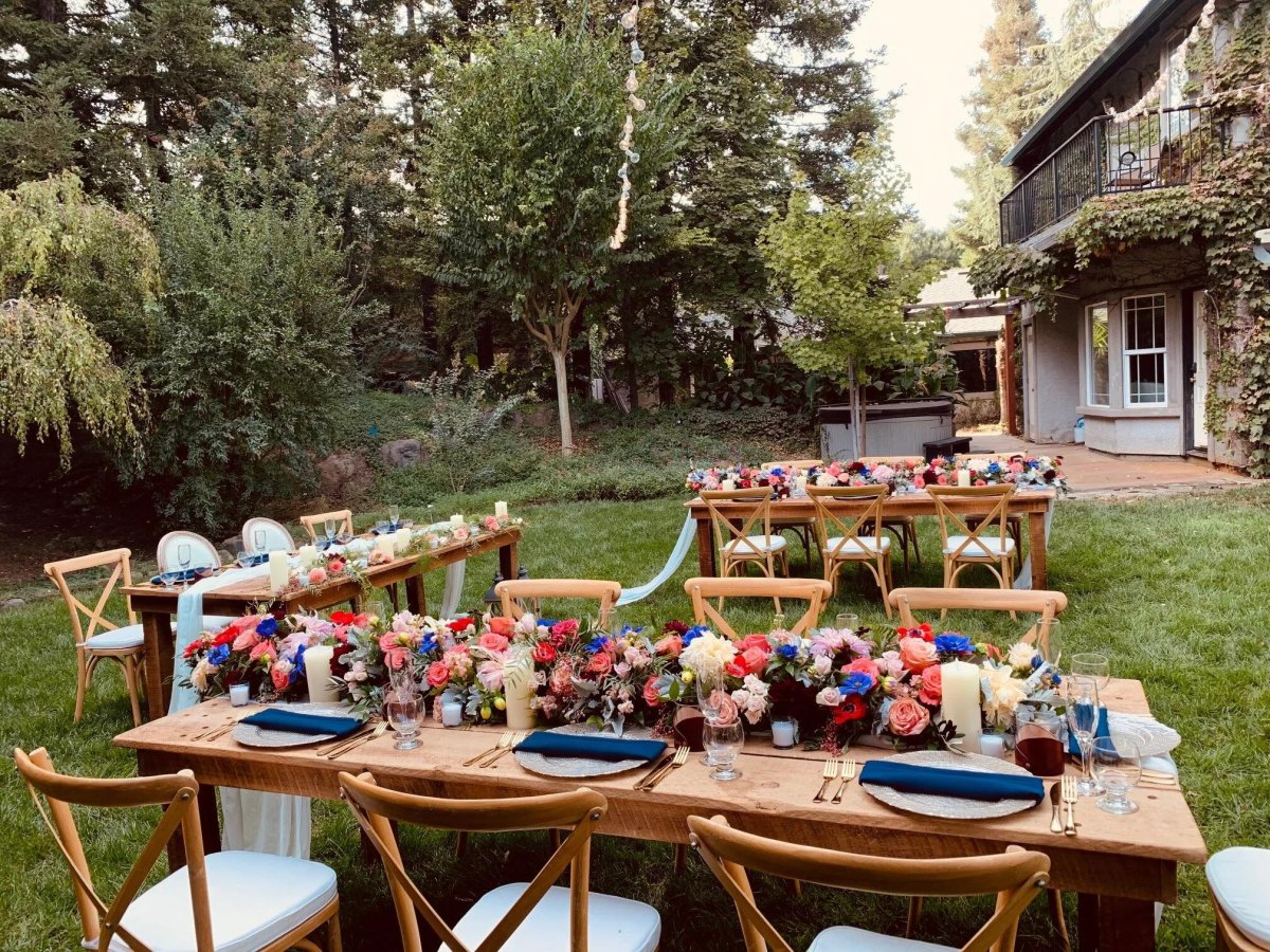 Seasonal floral backyard wedding theme