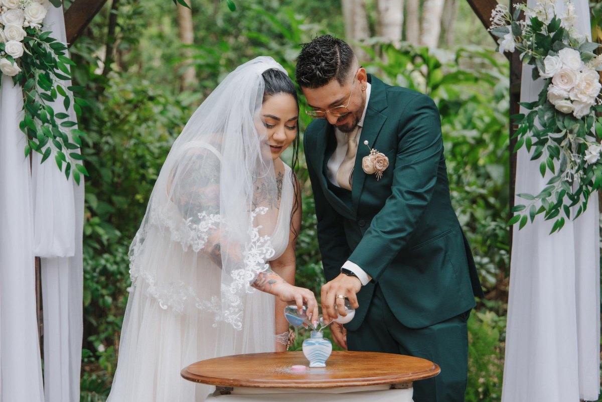 Couple celebrating wedding tradition