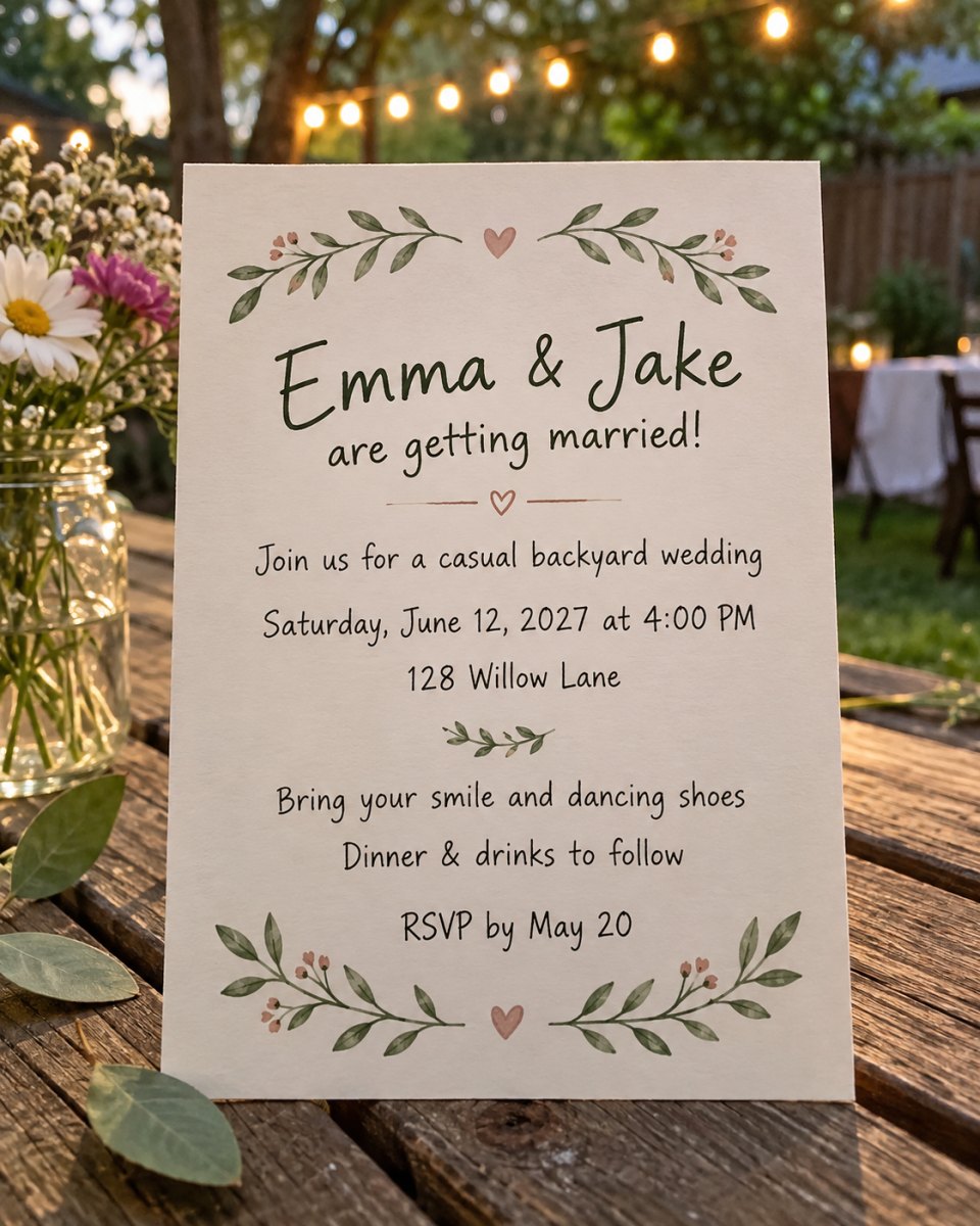 7 Casual Wedding Invitation Wording Ideas to Try