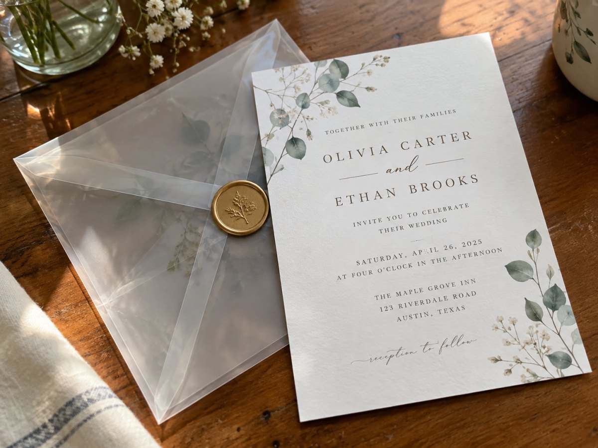 Transparent envelope wedding invitation