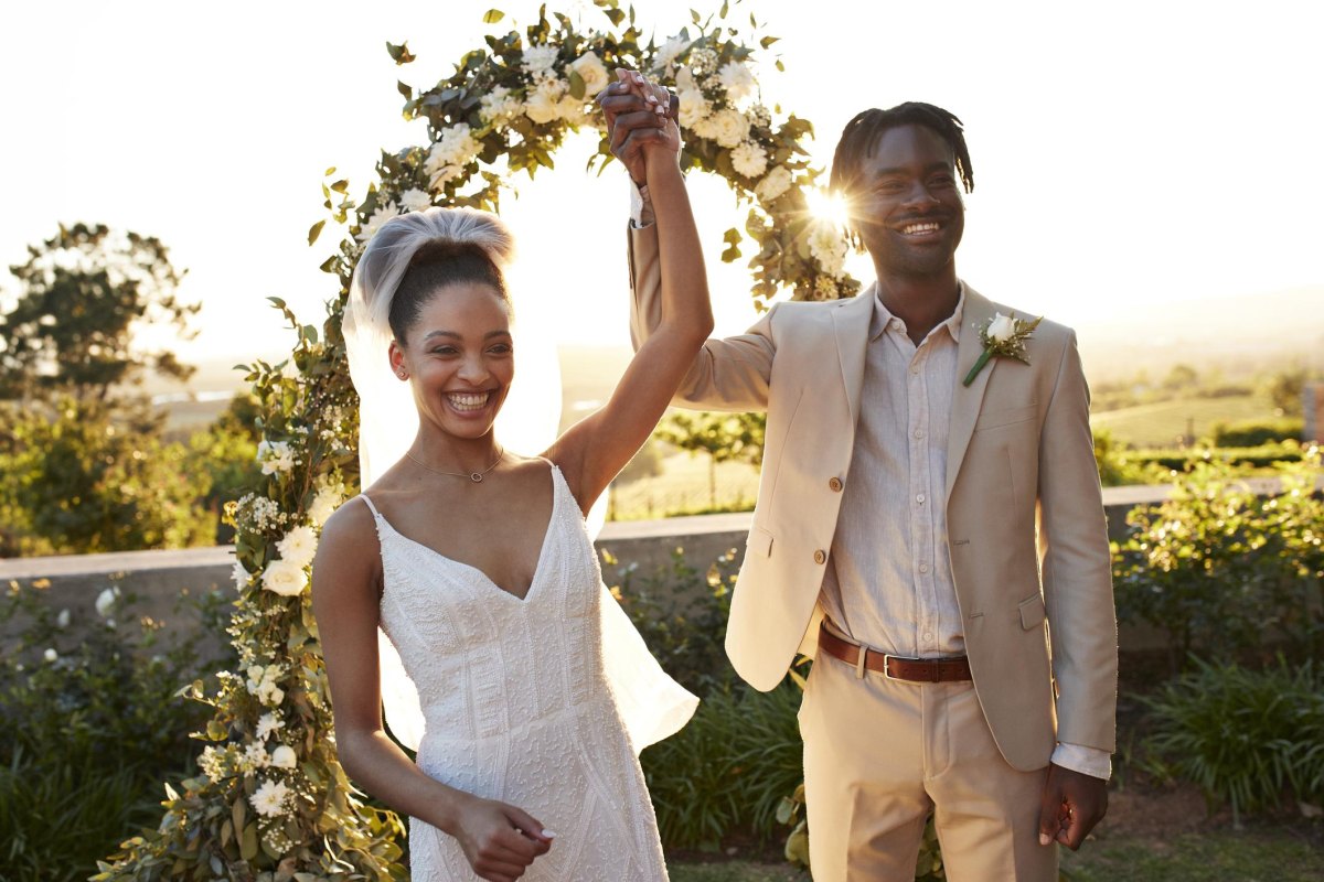 Sunset backyard elopement celebration