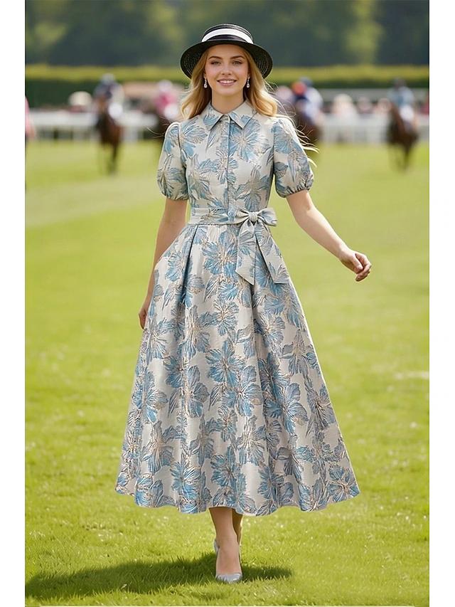 Tea length vintage wedding guest dress