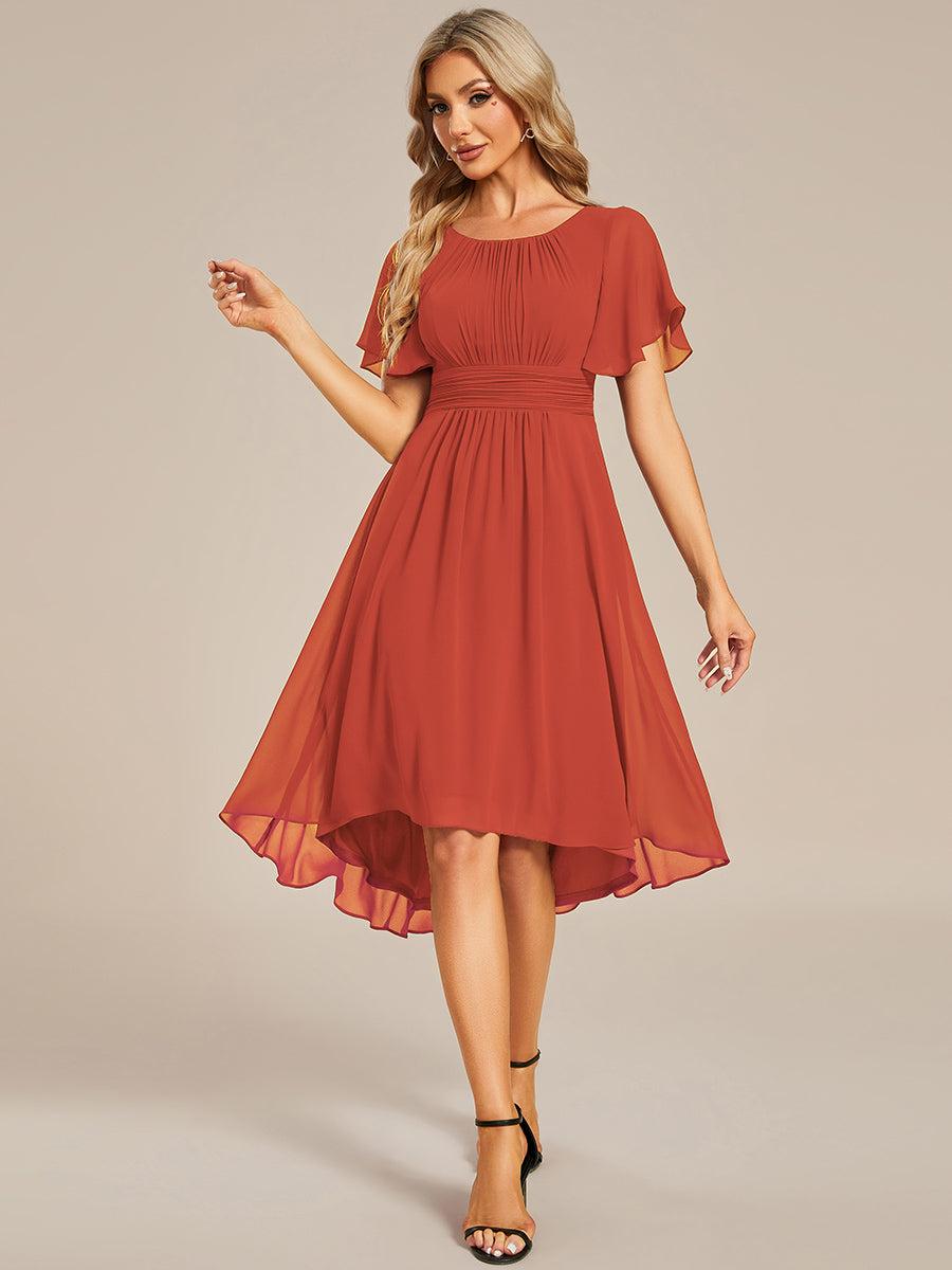 Terracotta A line wedding guest dress