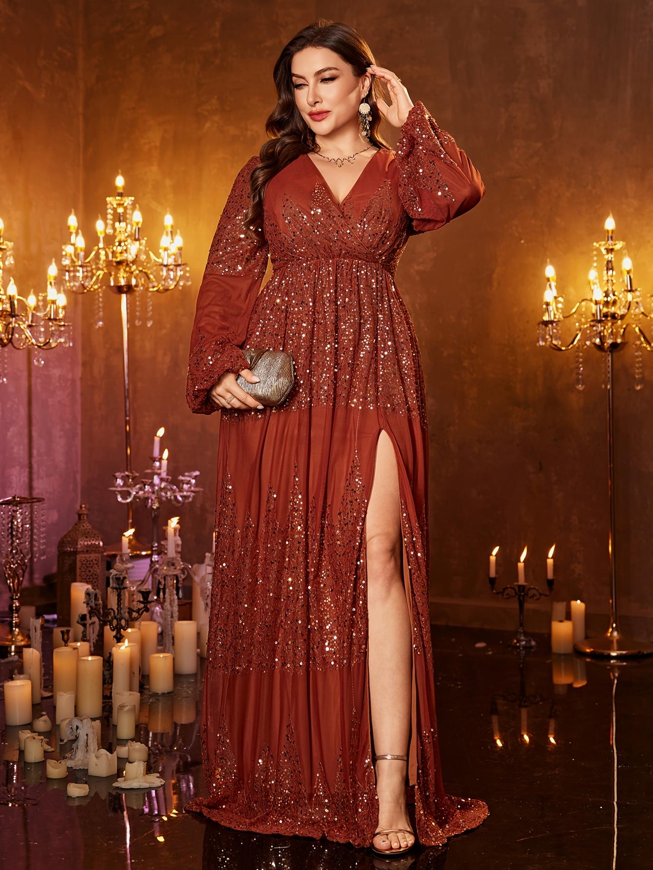 Terracotta sequin wedding night dress