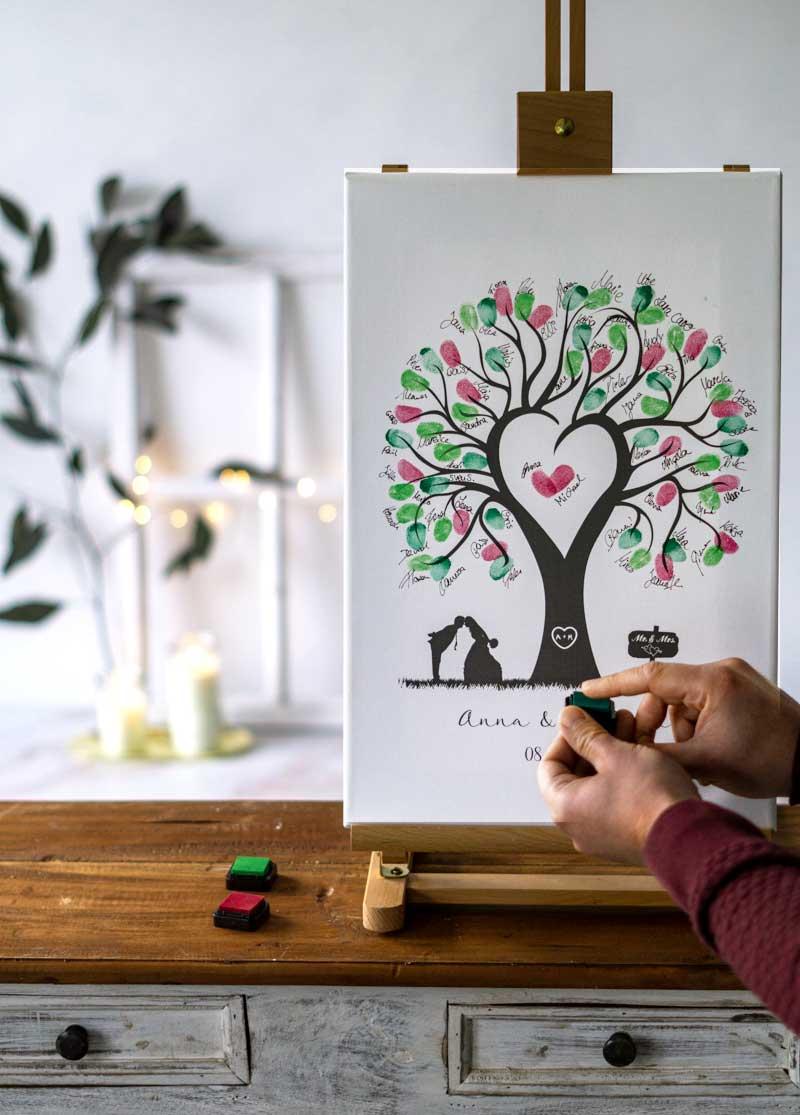 Thumbprint tree wedding guest book artwork
