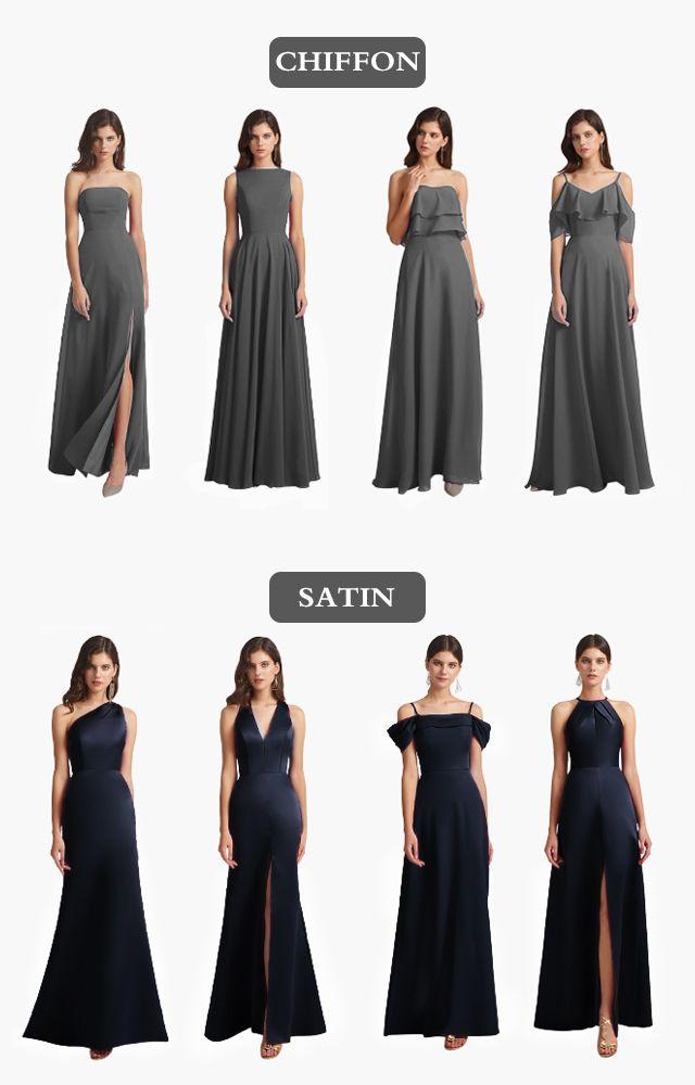 Bridesmaid dresses in various fabrics