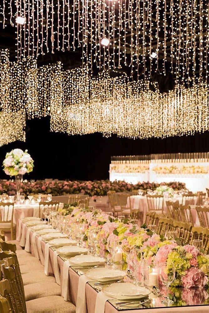 Romantic wedding venue lighting