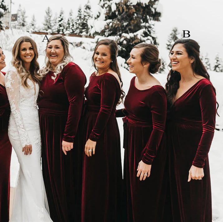 Velvet bridesmaid dresses