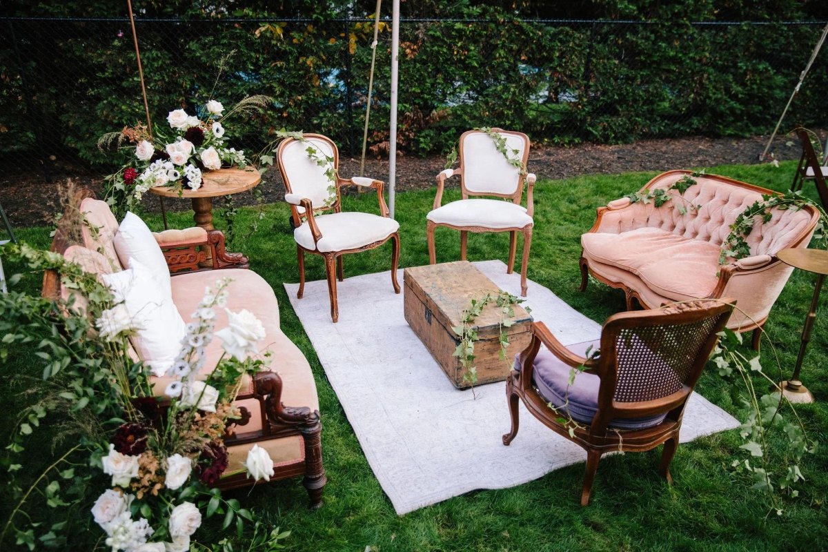 Vintage furniture wedding seating corner