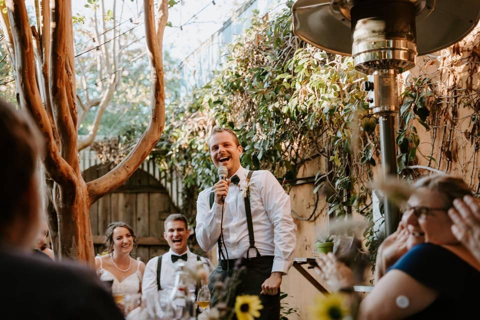 Casual outdoor wedding speech