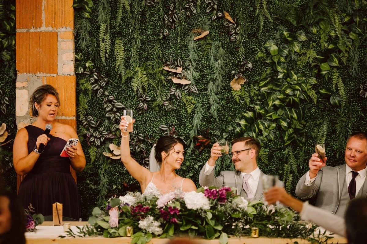 Childhood friends celebrating wedding