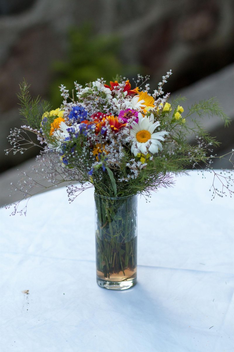 Wildflowers in glass vase