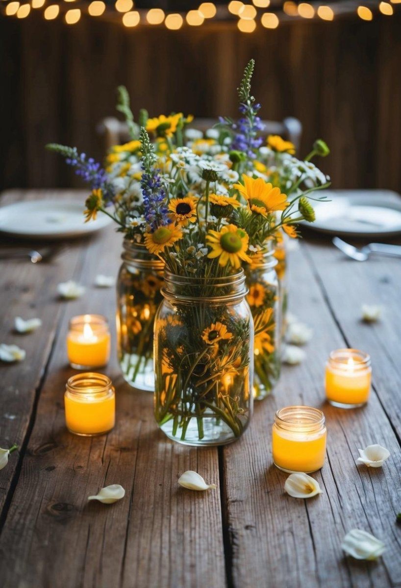 Farmhouse wildflower centerpiece