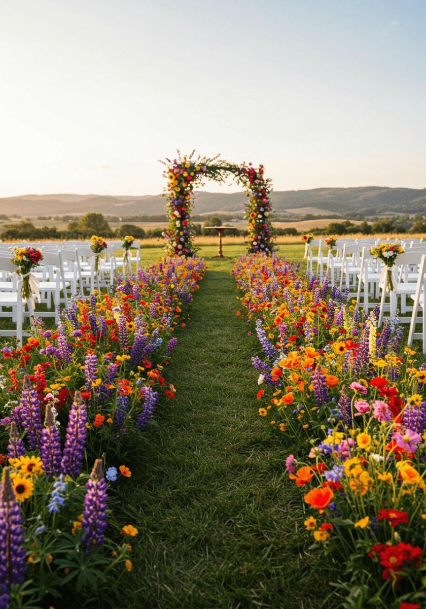 Colorful wildflower garden wedding